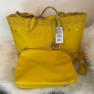 MKF Collection Yellow Tote and Crossbody Bag Set new with tags